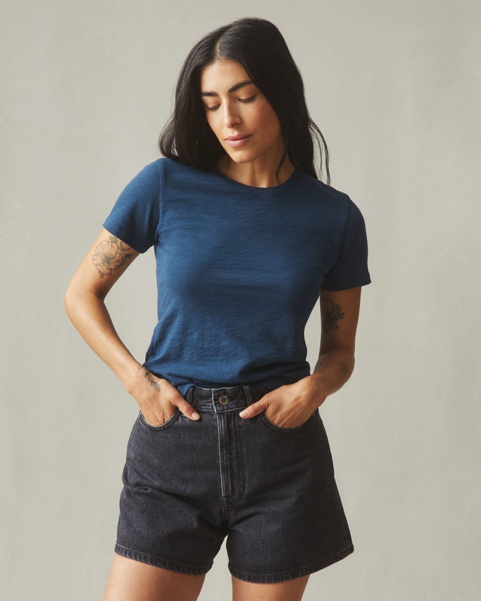 Women's Premium Slub Crew Tee - Marine Navy