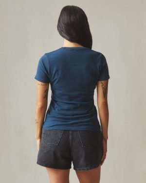 Women’s Premium Slub Crew Tee – Marine Navy