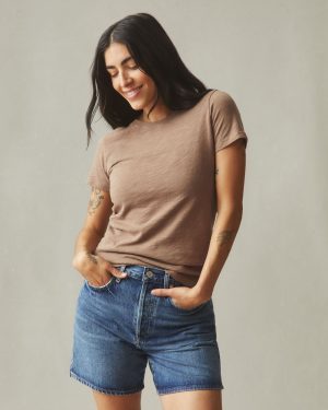 Women’s Premium Slub Crew Tee – Pine Bark