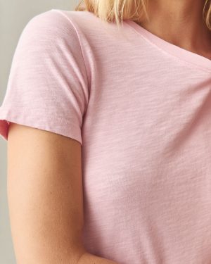 Women’s Premium Slub Crew Tee – Silver Pink