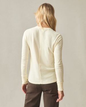 Women’s Premium Slub Long Sleeve Crew Tee – Almond Oil