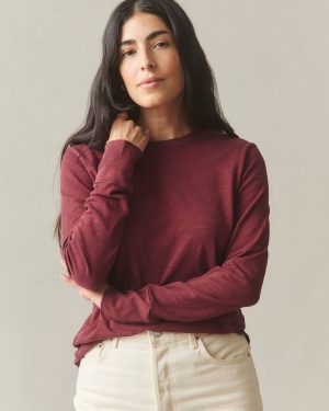 Women’s Premium Slub Long Sleeve Crew Tee – Bonfire Red