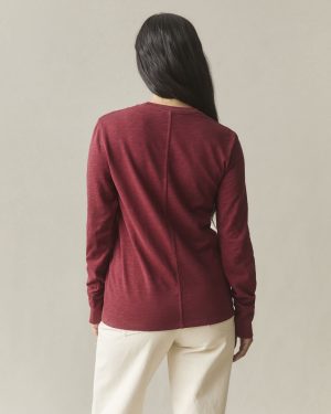 Women’s Premium Slub Long Sleeve Crew Tee – Bonfire Red