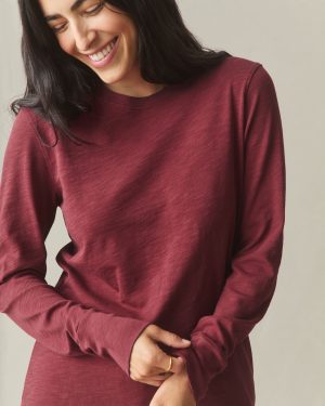 Women’s Premium Slub Long Sleeve Crew Tee – Bonfire Red