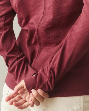 Women’s Premium Slub Long Sleeve Crew Tee – Bonfire Red