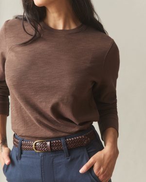 Women’s Premium Slub Long Sleeve Crew Tee – Chestnut