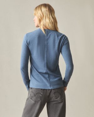 Women’s Premium Slub Long Sleeve Crew Tee – Denim