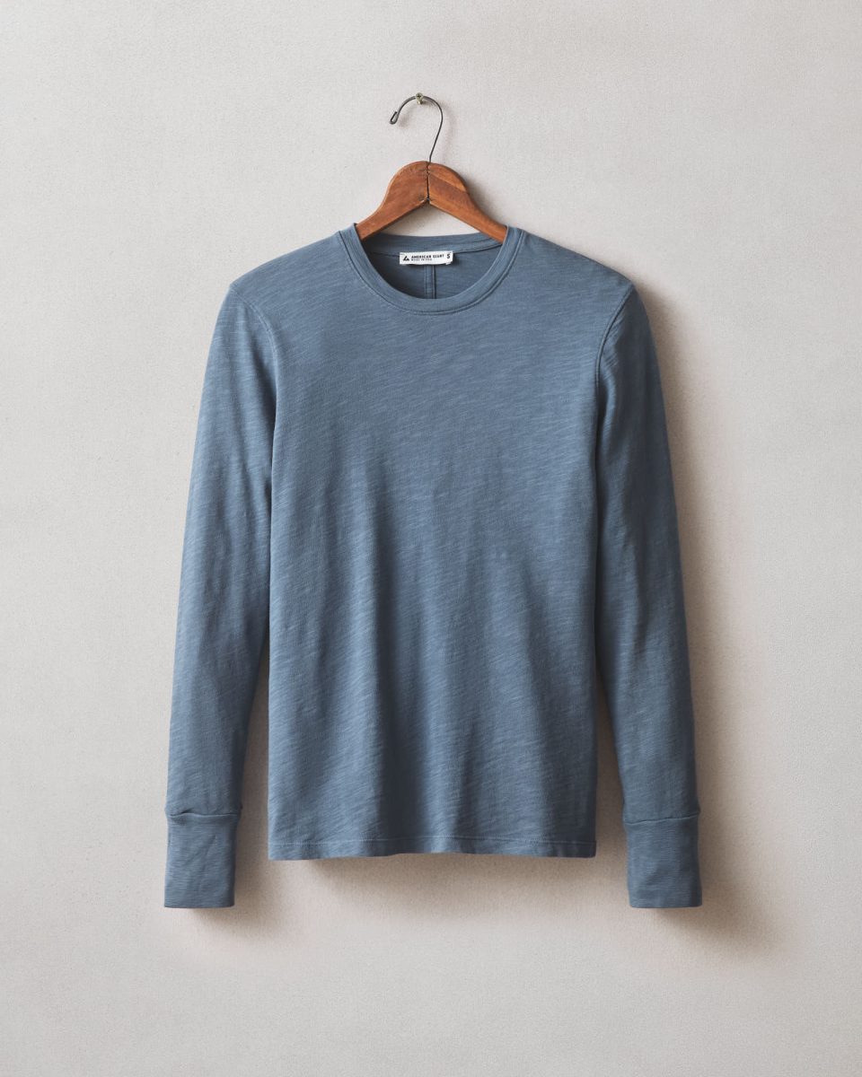 Women's Premium Slub Long Sleeve Crew Tee - Denim