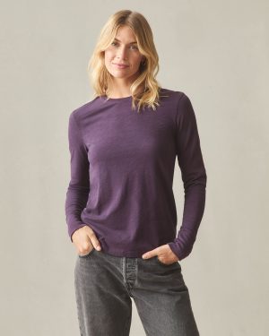 Women’s Premium Slub Long Sleeve Crew Tee – Grapeseed