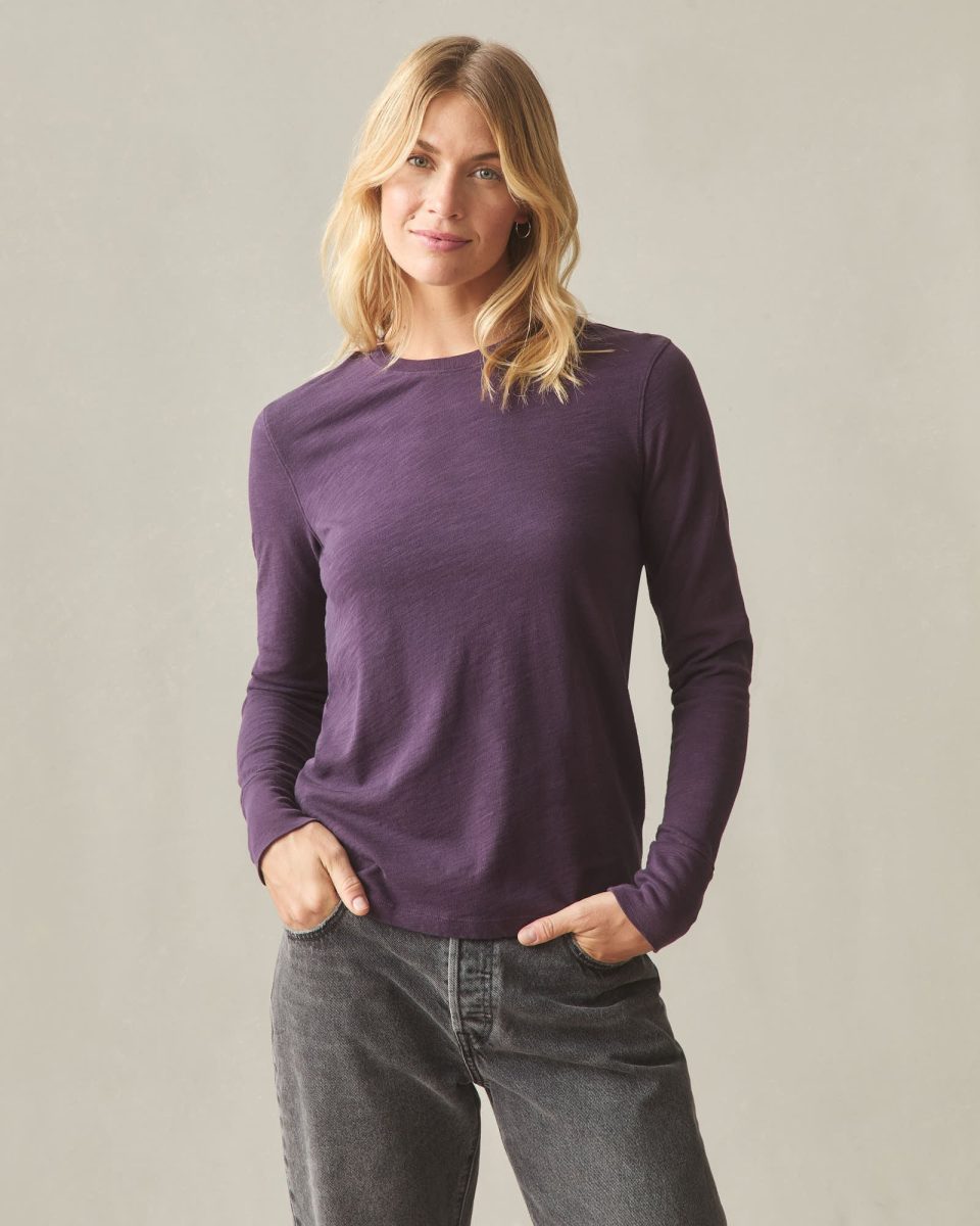 Women's Premium Slub Long Sleeve Crew Tee - Grapeseed