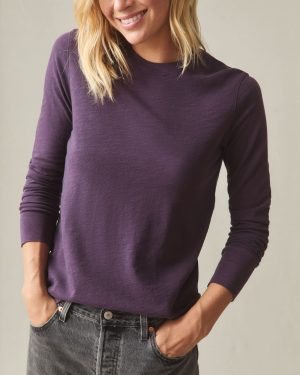 Women’s Premium Slub Long Sleeve Crew Tee – Grapeseed
