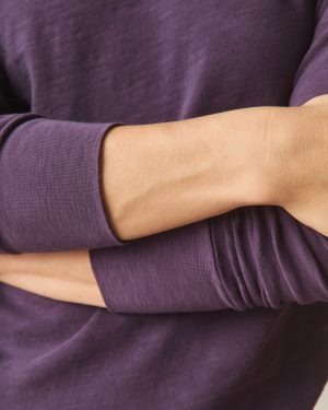 Women’s Premium Slub Long Sleeve Crew Tee – Grapeseed