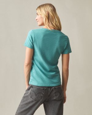 Women’s Premium Slub V-Neck Tee – Teal