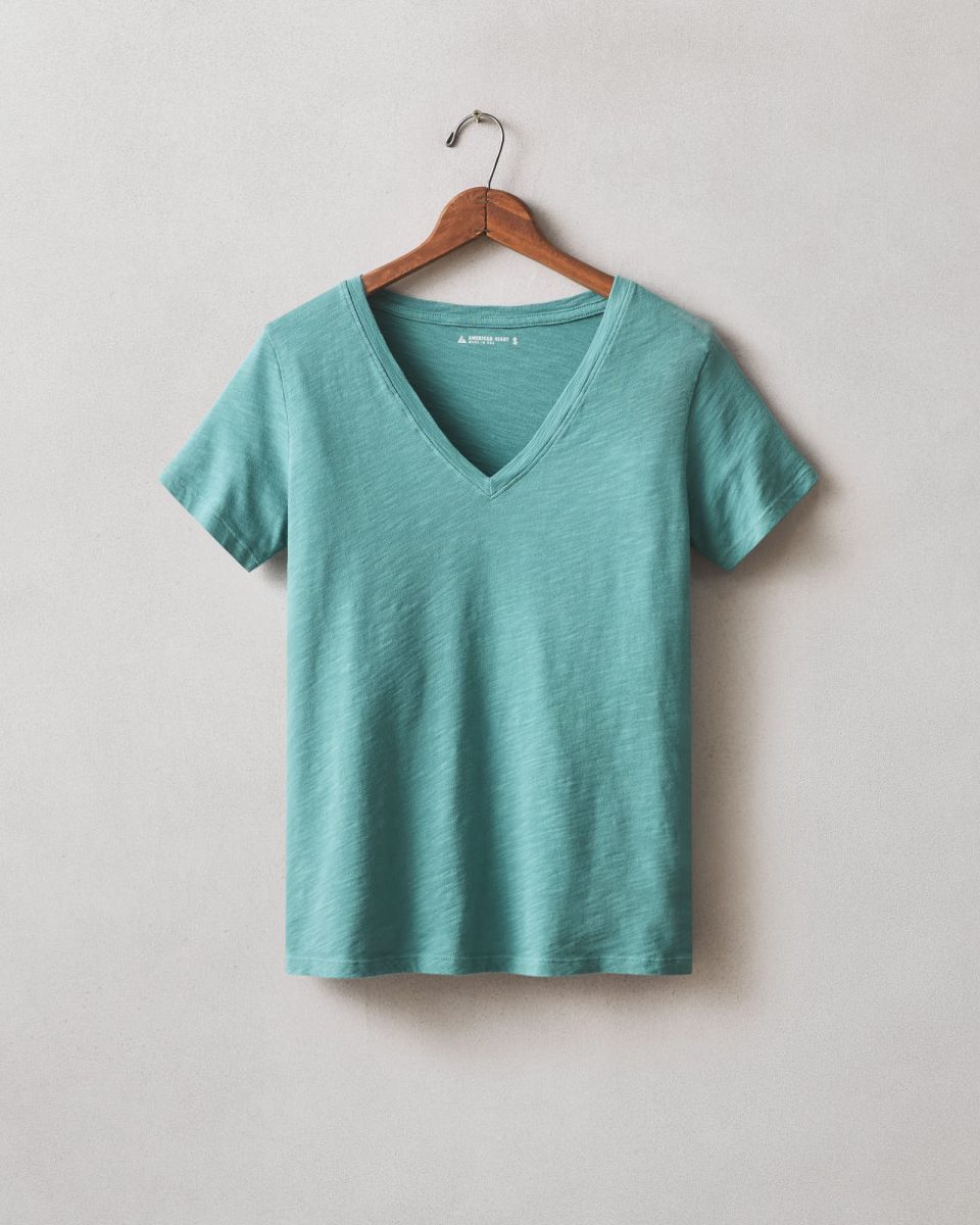 Women's Premium Slub V-Neck Tee - Teal