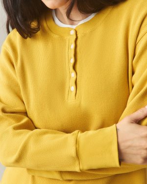 Women’s Thermal Henley – Nugget Gold
