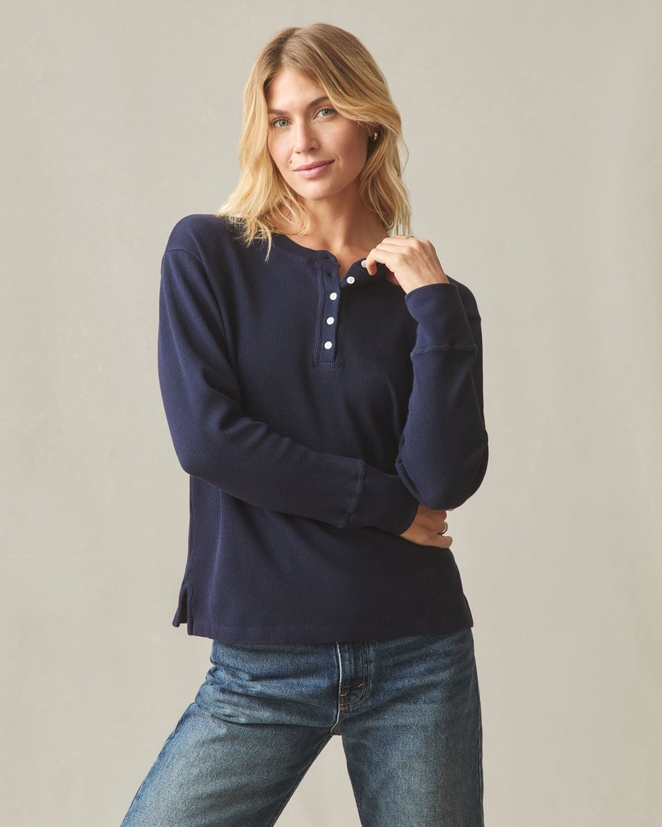 Women's Thermal Henley - True Navy