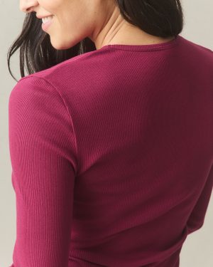 Women’s Luxe Rib Crew Long Sleeve – Beet Red
