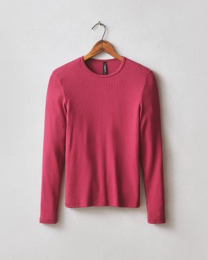 Women’s Luxe Rib Crew Long Sleeve – Beet Red