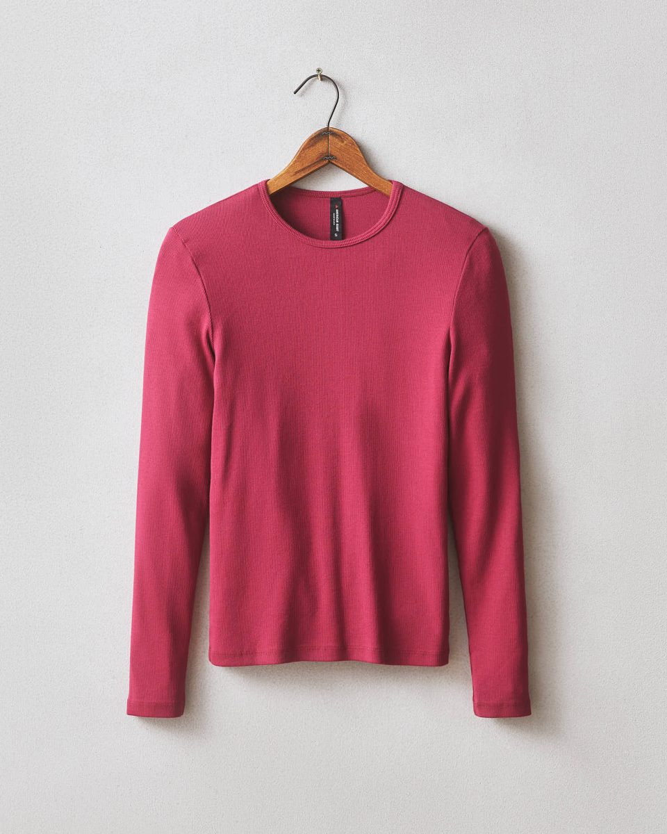 Women's Luxe Rib Crew Long Sleeve - Beet Red