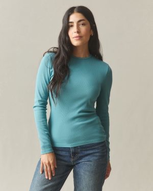 Women’s Luxe Rib Crew Long Sleeve – Teal