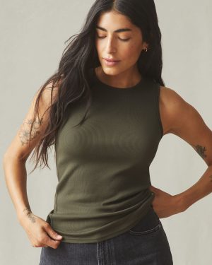 Women’s Luxe Rib Tank – Deep Olive