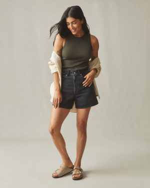 Women’s Luxe Rib Tank – Deep Olive