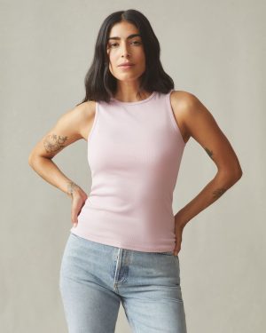 Women’s Luxe Rib Tank – Silver Pink