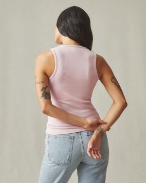 Women’s Luxe Rib Tank – Silver Pink