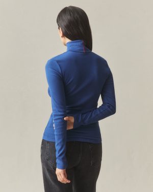 Women’s Luxe Rib Turtleneck – Navy Peony