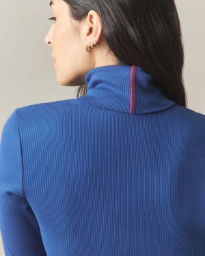 Women’s Luxe Rib Turtleneck – Navy Peony