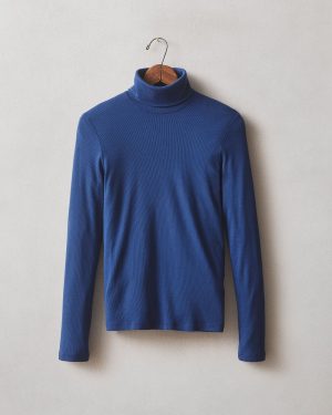 Women’s Luxe Rib Turtleneck – Navy Peony