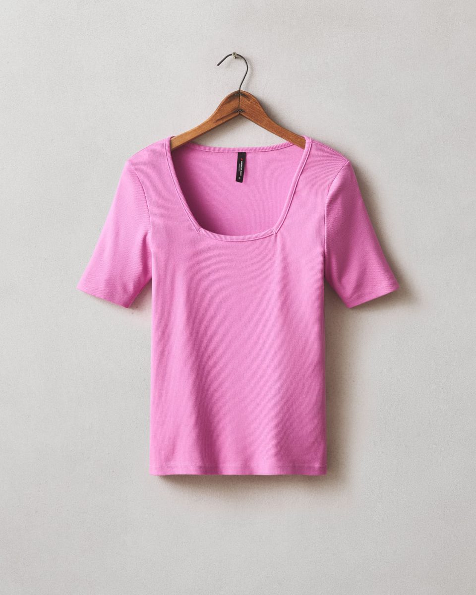 Women's Luxe Rib Square Neck Tee - Fiji Flower