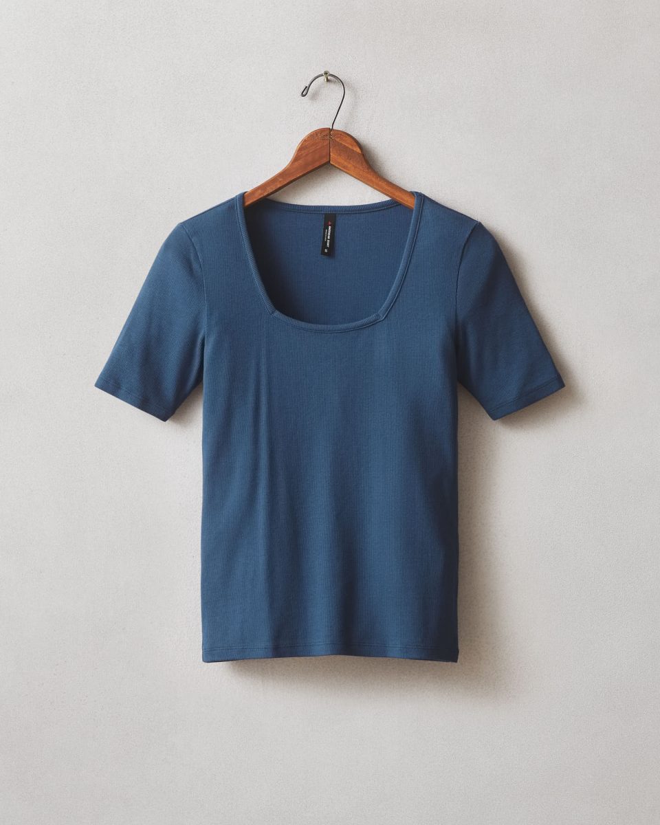 Women's Luxe Rib Square Neck Tee - Marine Navy
