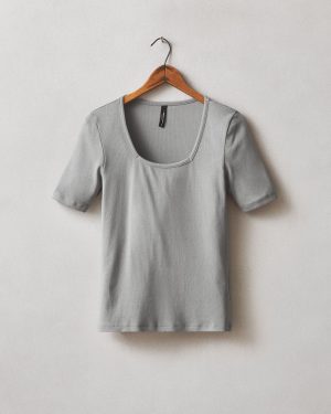Women’s Luxe Rib Square Neck Tee – Silent Storm