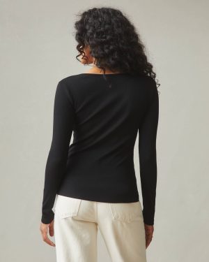 Women’s Luxe Rib Square Neck Long Sleeve – Black