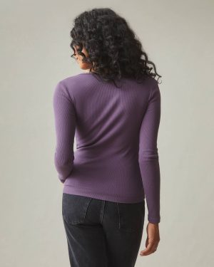 Women’s Luxe Rib Square Neck Long Sleeve – Vintage Violet