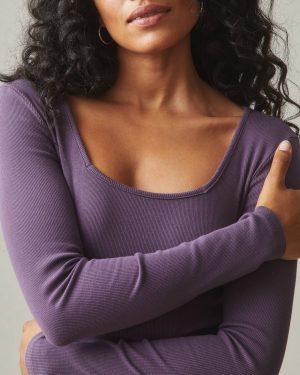 Women’s Luxe Rib Square Neck Long Sleeve – Vintage Violet