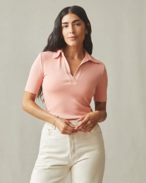 Women’s Luxe Rib Popover – Coral Almond