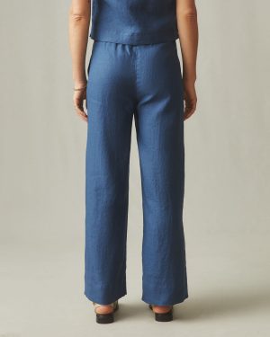 Women’s Linen Wide Leg Pant – Marine Navy