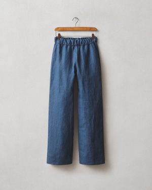 Women’s Linen Wide Leg Pant – Marine Navy