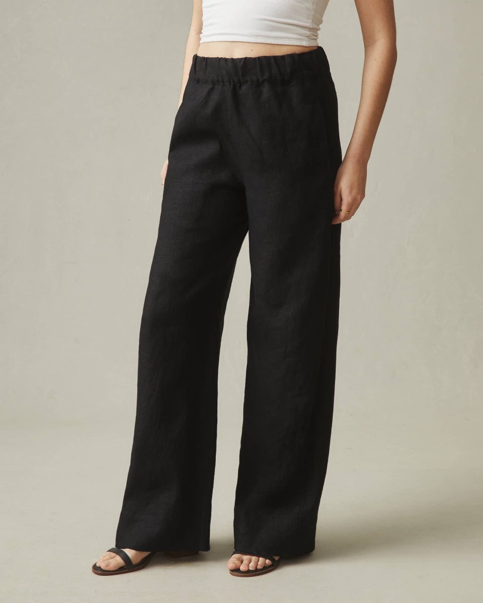 Women's Linen Wide Leg Pant - Meteorite