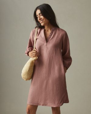 Women’s Linen Tunic Dress – Burlwood