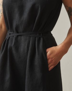 Women’s Linen Tie Dress – Meteorite